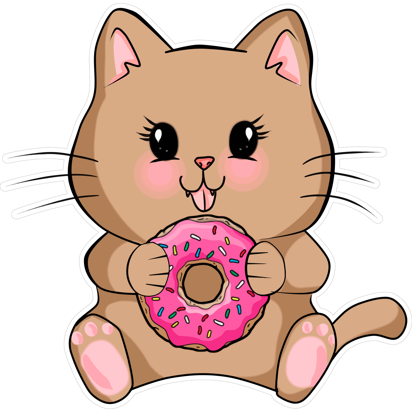 Cute Cat Eating Donut