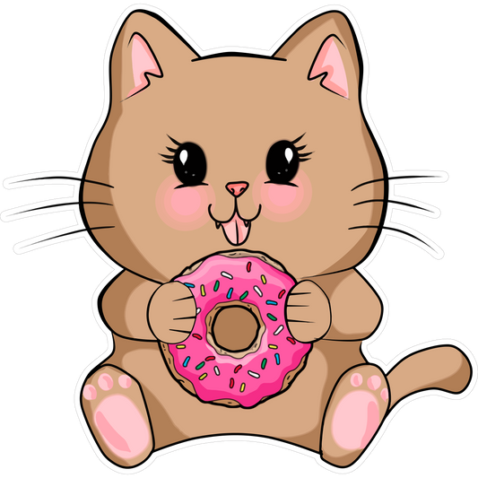 Cute Cat Eating Donut