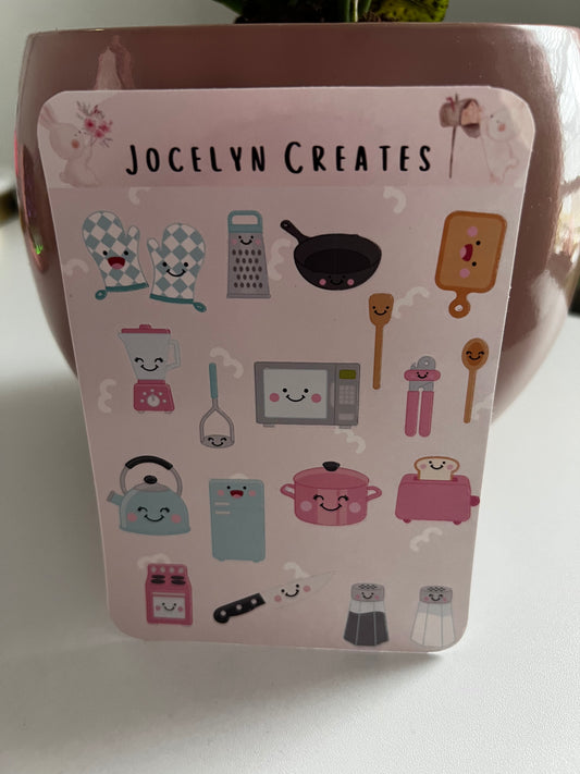 Kawaii Kitchen Utensils Sticker Sheet