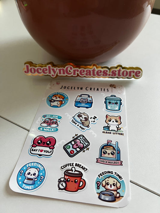 Kawaii Reminders Sticker Sheet 2