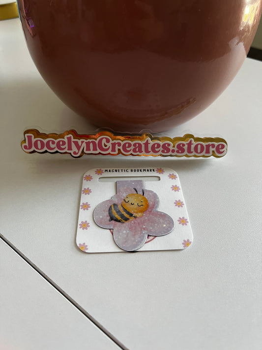 Cute Bee on Flower Magnetic Bookmark