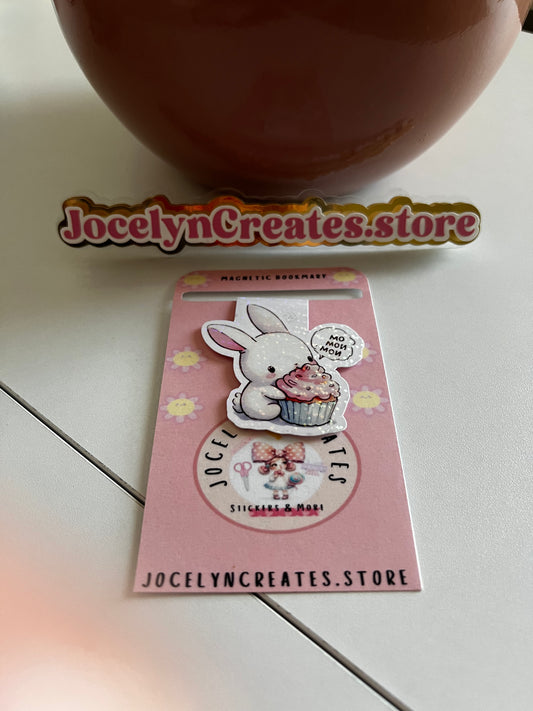 Cute Bunny with Cupcake Magnetic Bookmark