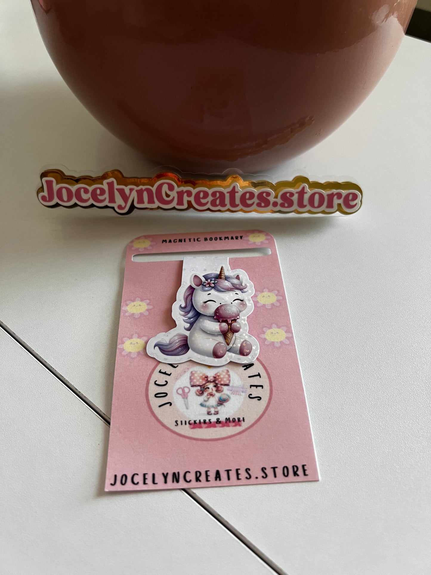 Unicorn with Ice Cream Magnetic Bookmark