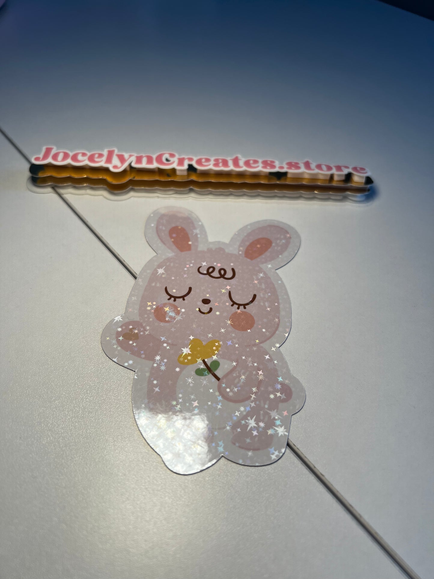 Pink Sparkle Bunny Refrigerator Magnet