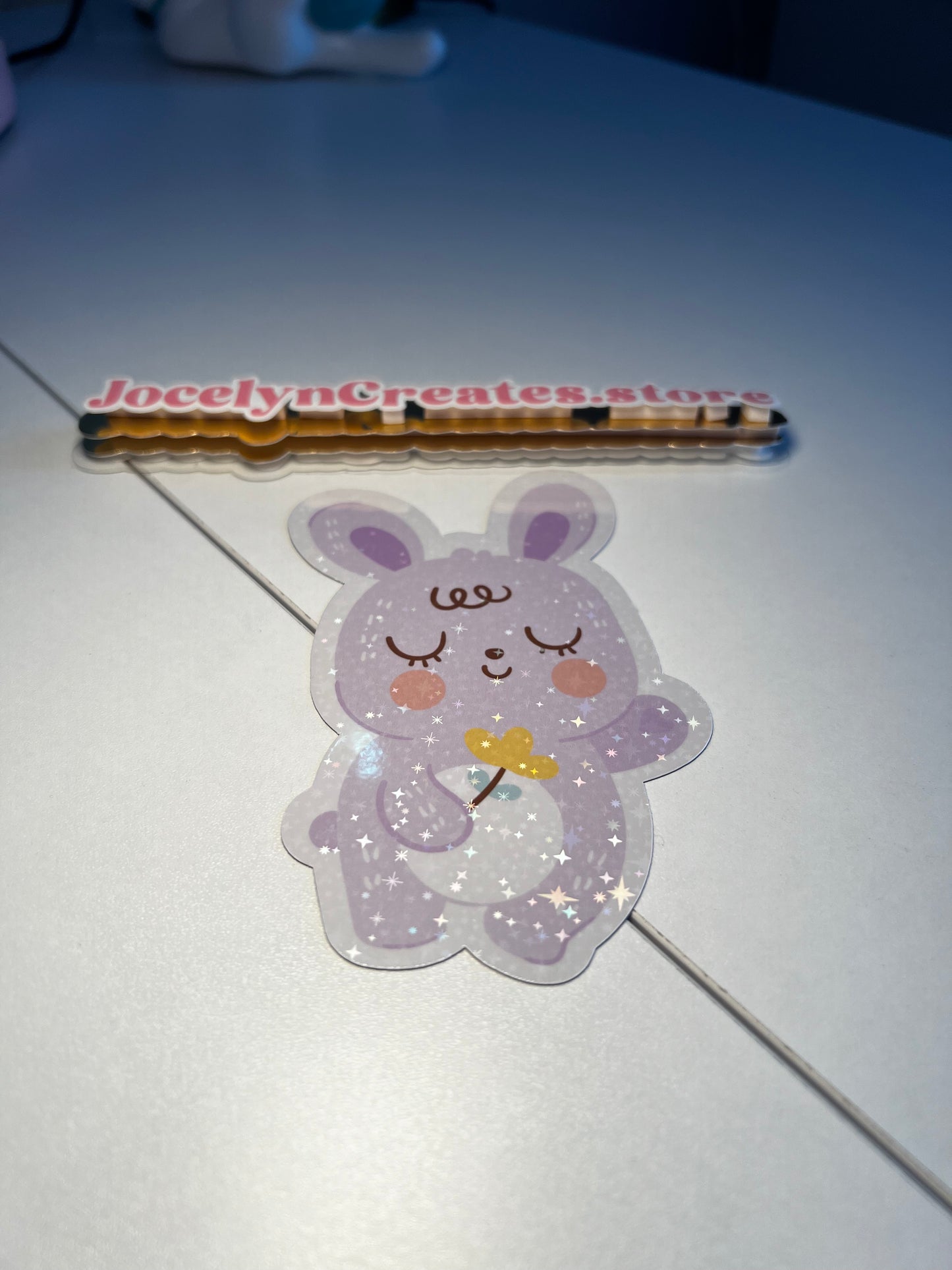 Purple Sparkle Bunny Refrigerator Magnet