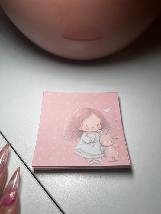 Girl with Bunny Memo Pad