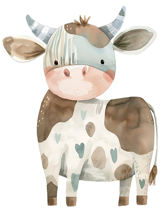 Watercolor Cow Sticker